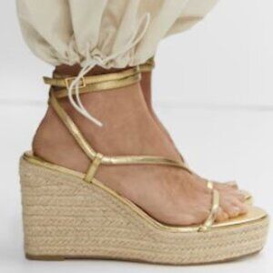 MANGO Metallic wedge sandals with straps